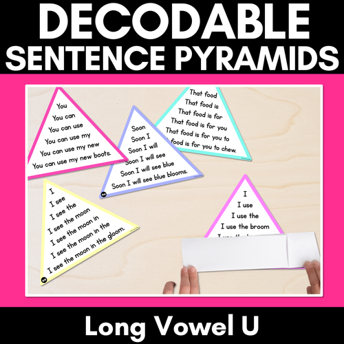 Resource preview 1 for LONG VOWEL U WORDS - Decodable Sentences Pyramids - Phonics Fluency