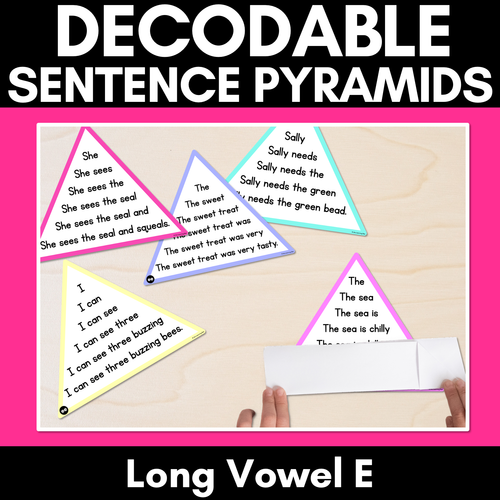Resource preview 1 for LONG VOWEL E WORDS - Decodable Sentences Pyramids - Phonics Fluency
