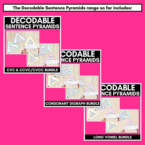 Resource preview 4 for LONG VOWEL A WORDS - Decodable Sentences Pyramids - Phonics Fluency
