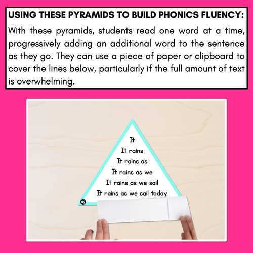 Resource preview 3 for LONG VOWEL A WORDS - Decodable Sentences Pyramids - Phonics Fluency