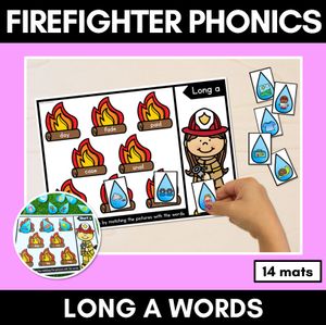 LONG VOWEL A WORD GAMES - Firefighter Themed Phonics Activities