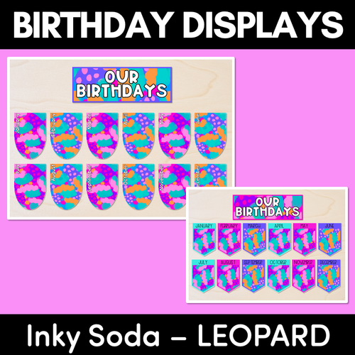 Resource preview 1 for BIRTHDAYS DISPLAYS - Inky Soda LEOPARD Collection