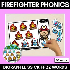 DIGRAPH LL SS CK FF ZZ WORD GAMES - Firefighter Themed Phonics Activities
