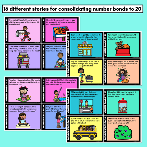 Resource preview 2 for Number Bonds to 20 Story Task Cards- Word Problems for Addition & Subtraction