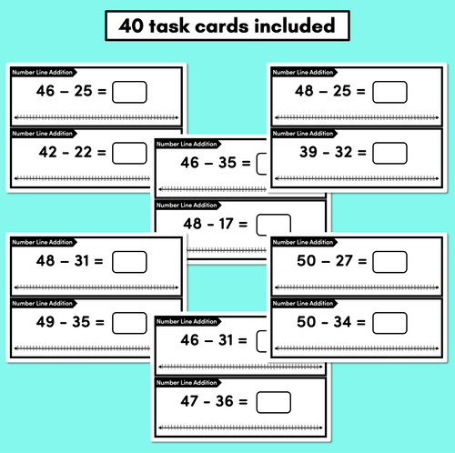 Resource preview 2 for Number Line Subtraction Task Cards Level 2: 2-Digit Subtraction
