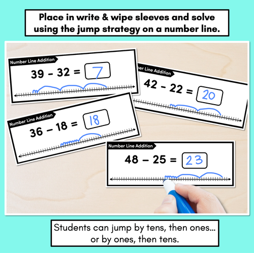 Resource preview 3 for Number Line Subtraction Task Cards Level 2: 2-Digit Subtraction
