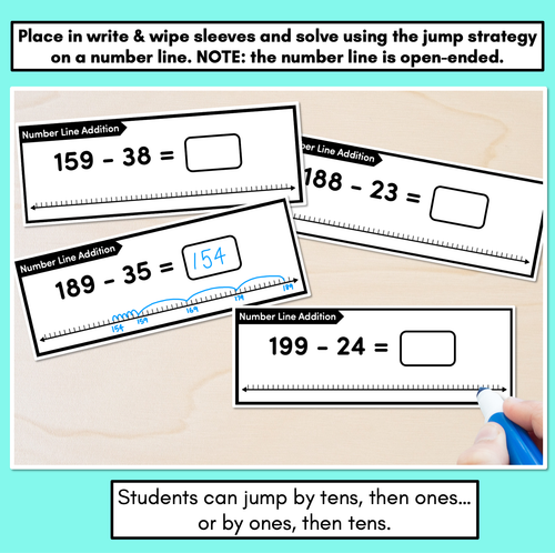 Resource preview 3 for Number Line Subtraction Task Cards Level 3: Subtracting 2-digit numbers from 3-digit numbers