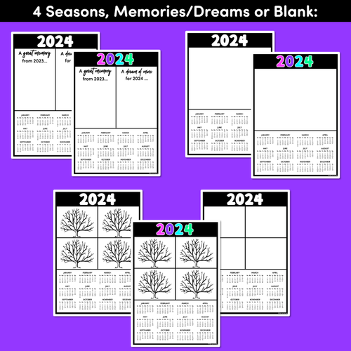Resource preview 3 for 2024 Calendar Templates - End of Year Gifts for Parents & Students