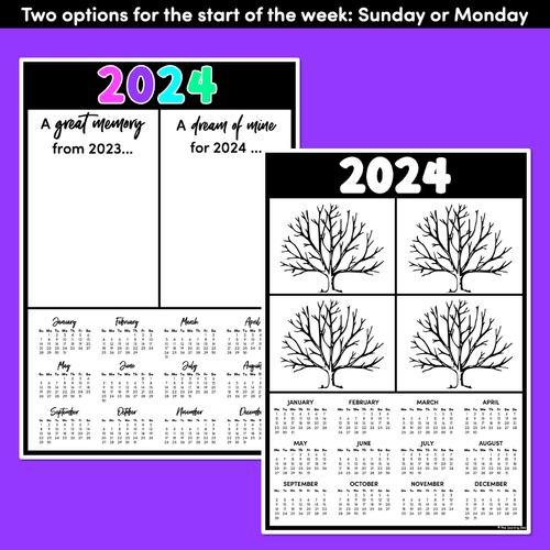 Resource preview 5 for 2024 Calendar Templates - End of Year Gifts for Parents & Students