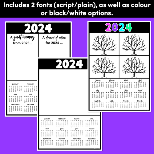 Resource preview 2 for 2024 Calendar Templates - End of Year Gifts for Parents & Students