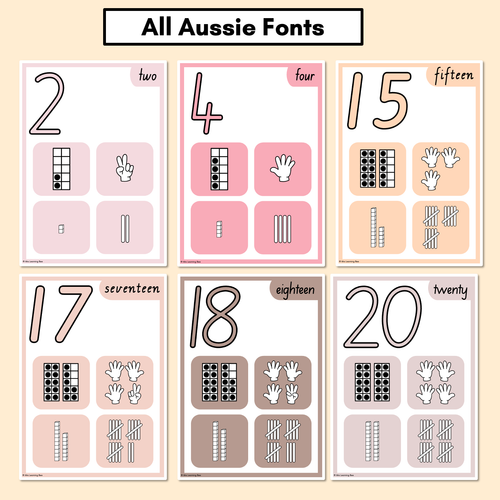 Resource preview 3 for NUMBER POSTERS with ten frames, base ten blocks, tallies & fingers - Neutral Classroom Decor