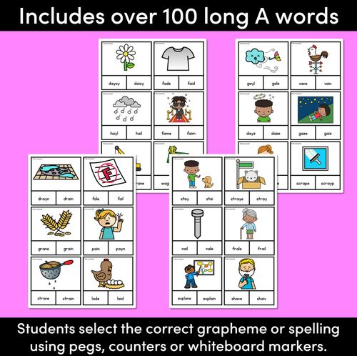 Resource preview 2 for Long Vowel Sound A Clip Cards- Vowel Team Games