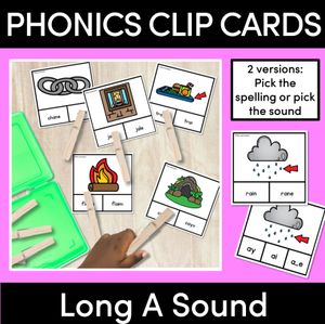 Long Vowel Sound A Clip Cards- Vowel Team Games