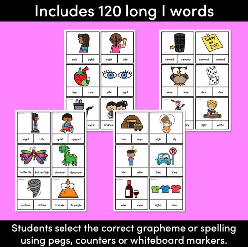 Resource preview 2 for Long Vowel Sound I Clip Cards- Vowel Team Games