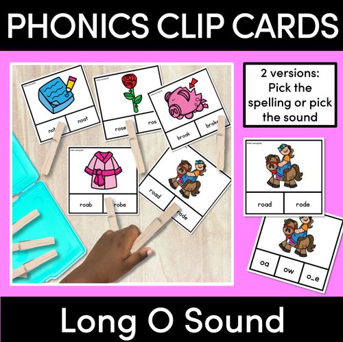 Resource preview 1 for Long Vowel Sound O Clip Cards - Vowel Team Games
