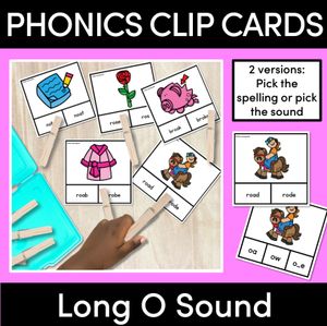 Long Vowel Sound O Clip Cards - Vowel Team Games