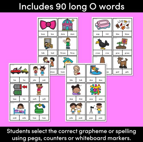 Resource preview 2 for Long Vowel Sound O Clip Cards - Vowel Team Games