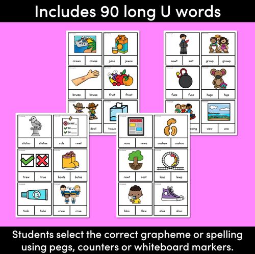 Resource preview 2 for Long Vowel Sound U Clip Cards - Vowel Team Games