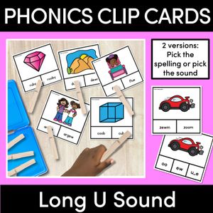 Long Vowel Sound U Clip Cards - Vowel Team Games
