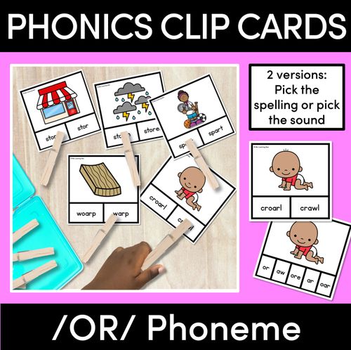 Resource preview 1 for R-CONTROLLED VOWEL SOUND OR Clip Cards - Ways to spell the OR sound
