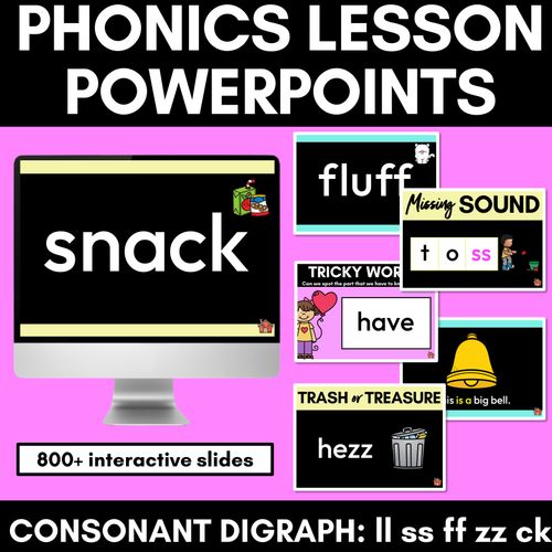 Resource preview 1 for Consonant Digraphs Phonics Powerpoint - LL SS FF ZZ CK