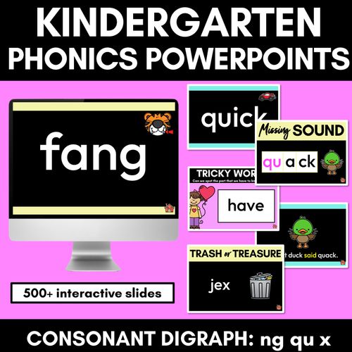 Resource preview 1 for Consonant Digraphs Phonics Powerpoint - QU NG X