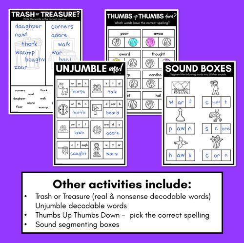 Resource preview 3 for R-Controlled OR AW ORE OOR Worksheets - PHONICS REVIEW for R-Controlled Vowel Sounds