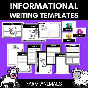 INFORMATIVE TEXT WRITING TEMPLATES - Farm Animals Writing Templates for K-2