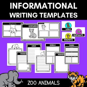 INFORMATIVE TEXT TEMPLATES - Zoo Animals Writing Templates for K-2