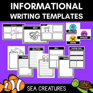 INFORMATIVE TEXT TEMPLATES - Sea Creatures Writing Templates for K-2