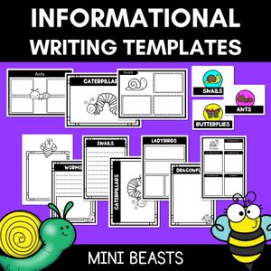 INFORMATIVE TEXT TEMPLATES - Mini Beasts Writing Templates for K-2