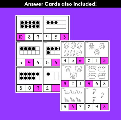Resource preview 4 for Number Clip Cards 1-20 for Kindergarten - Black & White Pack