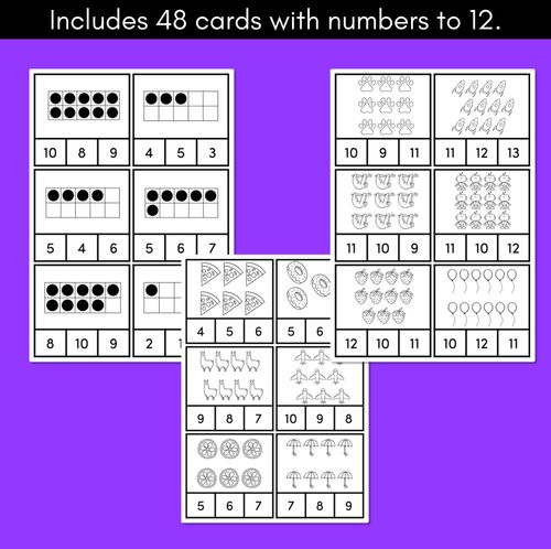 Resource preview 2 for Number Clip Cards 1-20 for Kindergarten - Black & White Pack