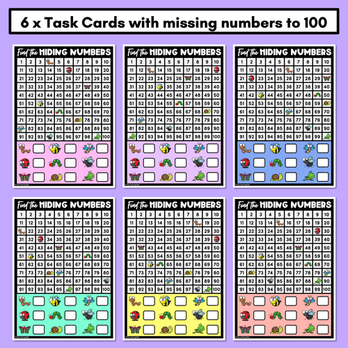 Resource preview 2 for Find the Hidden Numbers - 1-100 - Level 4 Task Cards & Worksheets