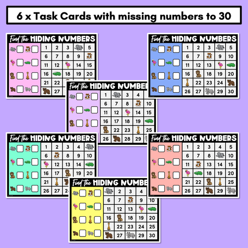 Resource preview 2 for Find the Hidden Numbers - 1-30 - Level 2 Task Cards & Worksheets