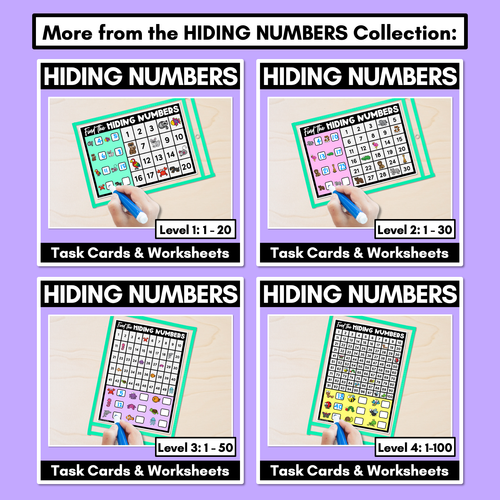 Resource preview 5 for Find the Hidden Numbers - 1-30 - Level 2 Task Cards & Worksheets
