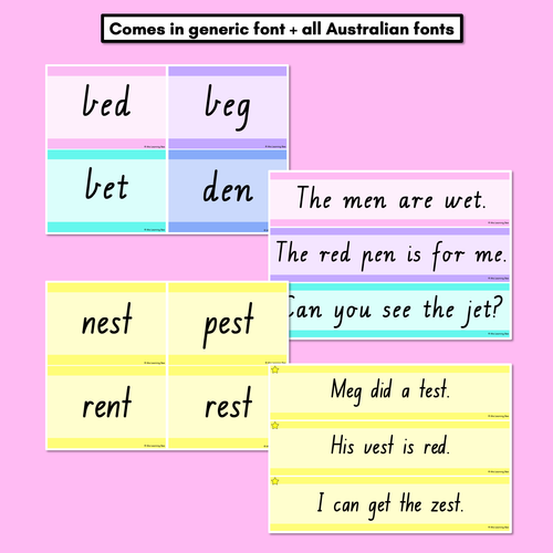 Resource preview 5 for CVC CVCC CCVC Short E Decodable Words and Sentence Cards