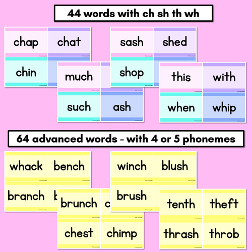 Resource preview 2 for Consonant Digraphs CH SH TH WH Decodable Words and Sentence Cards