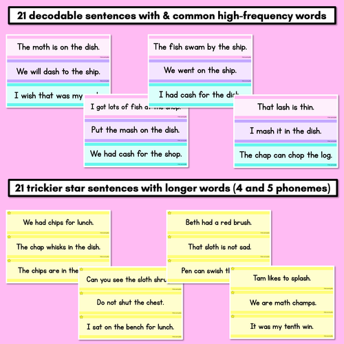 Resource preview 3 for Consonant Digraphs CH SH TH WH Decodable Words and Sentence Cards