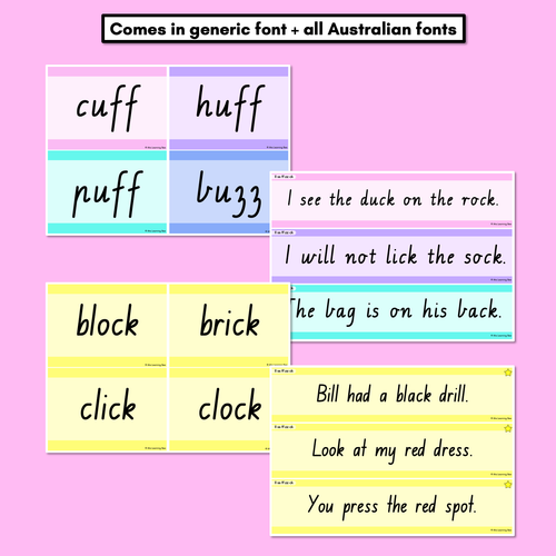 Resource preview 5 for Consonant Digraphs LL SS FF ZZ CK Decodable Words and Sentence Cards