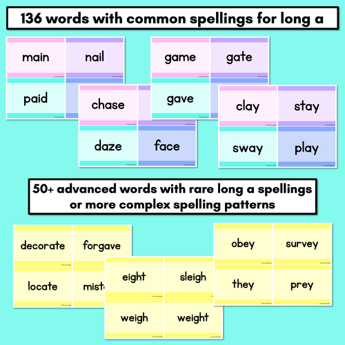 Resource preview 2 for Long Vowel A Decodable Words and Sentence Cards