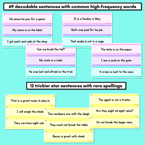 Resource preview 3 for Long Vowel A Decodable Words and Sentence Cards