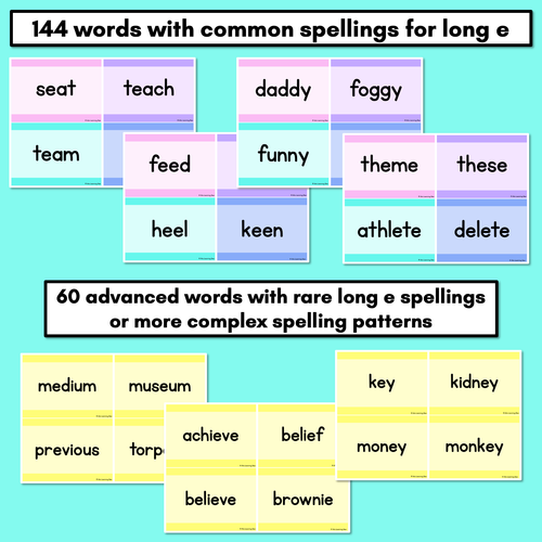 Resource preview 2 for Long Vowel E Decodable Words and Sentence Cards