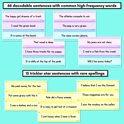Resource preview 3 for Long Vowel E Decodable Words and Sentence Cards