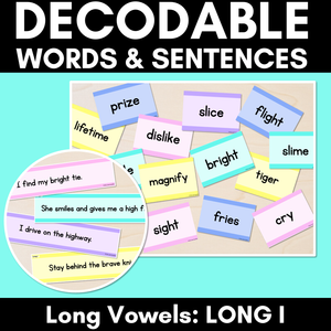 Long Vowel I Decodable Words and Sentence Cards