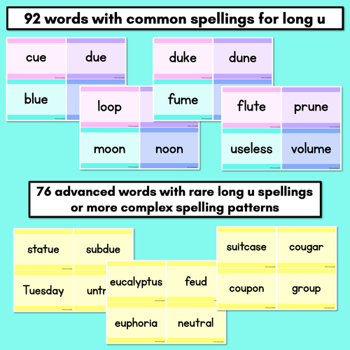 Resource preview 2 for Long Vowel U Decodable Words and Sentence Cards