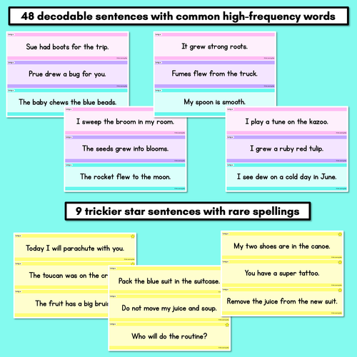 Resource preview 3 for Long Vowel U Decodable Words and Sentence Cards