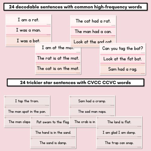 Resource preview 3 for Neutral CVC CVCC CCVC Short A Decodable Words and Sentence Cards