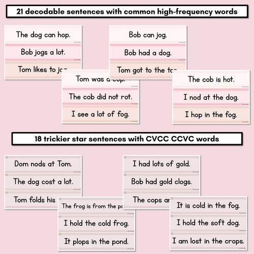 Resource preview 3 for Neutral CVC CVCC CCVC Short O Decodable Words and Sentence Cards 