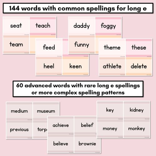 Resource preview 2 for Neutral Long Vowel E Decodable Words and Sentence Cards 